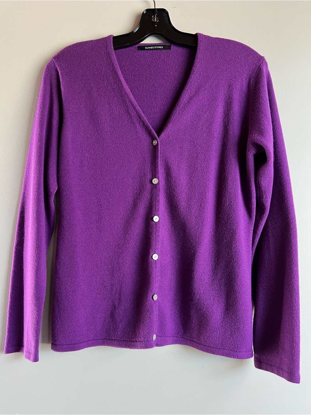 Dunnes Stores Purple Button Front Cardigan Size 10-12 V Neck Classic Knit
